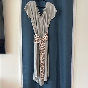 VENUS Gray Jumpsuit with Leopard Print Sash